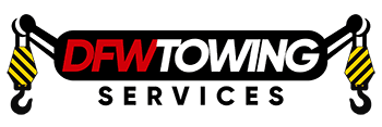 Welcome to DFW Towing Services, y'all! Picture our logo: "DFW" pops in bold red, catching your eye. Right beside it, "TOWING" stands strong in crisp white, and "SERVICES" wraps it all up in deep black. Now imagine those words flanked on either side by yellow and black striped hooks that look like they mean business — they're part of a slick towing mechanism ready to get the job done. That's the DFW Towing Services promise: reliability with a touch of Texas flair! 

Remember, when you're stuck and need a tow—day or night—we're here for you!